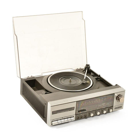 Emerson Silver Turntable with Clear Plexi Lid