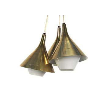 Triple Brass Triangle Hanging Pendant Lamp