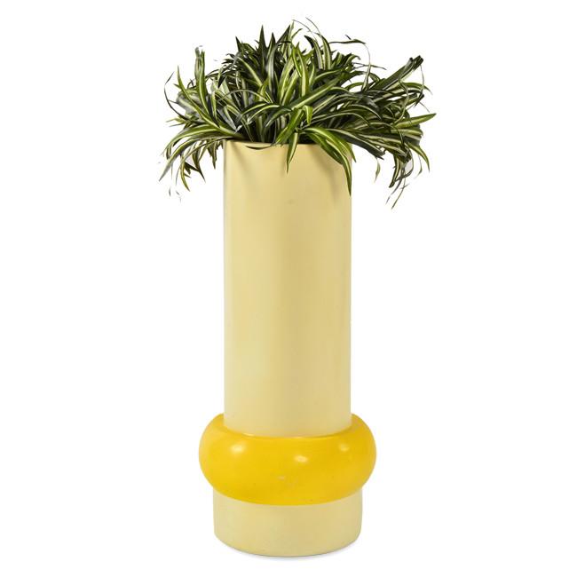 Cream and Yellow Cylinder Planter