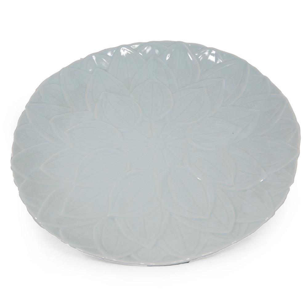 Blue Aqua Ceramic Floral Plate Large (A+D)