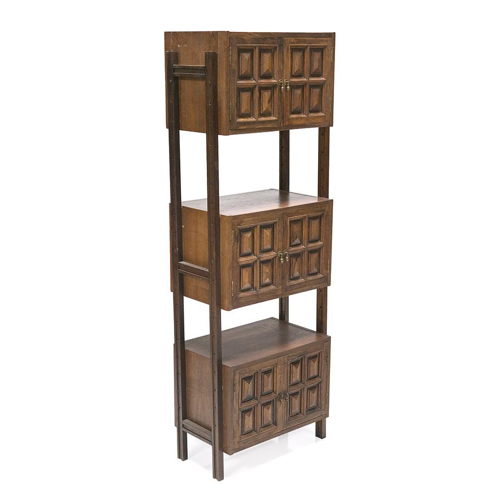 Dark Wood Block Cabinet 2 pc Shelf Unit