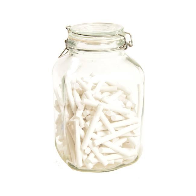 White Glass Container with Chalk (A+D)