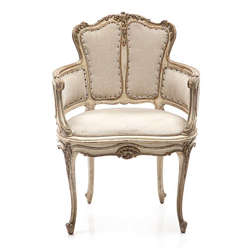 White Cream Louis XIV Arm Chair