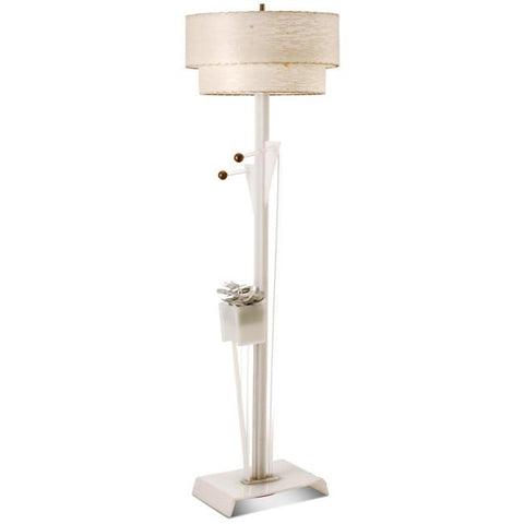 White Floor Lamp with Flowers