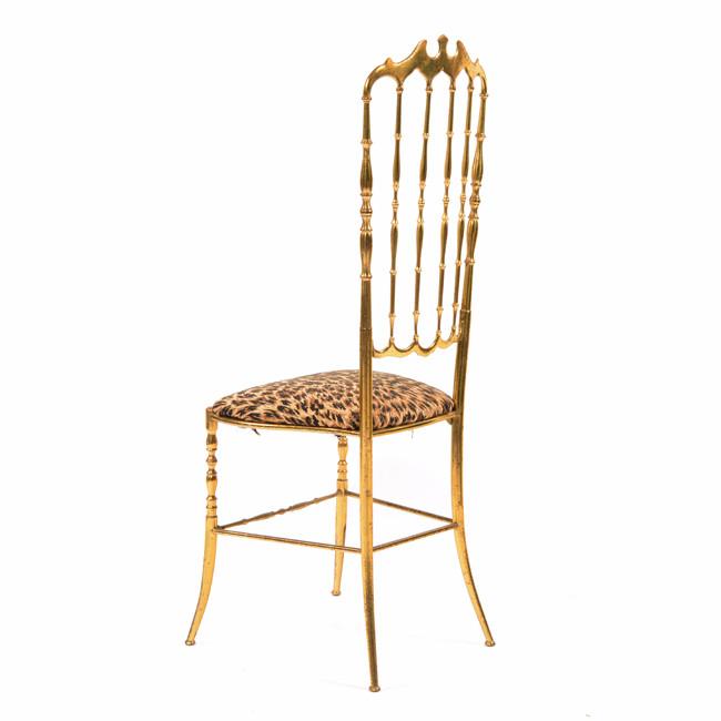 Gold High Back Chair with Animal Cushion Print