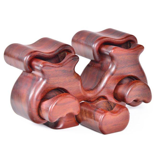 Wood Abstract Polished Compartment Sculpture - Symmetrical Shrub