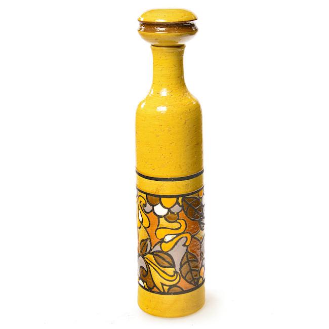 Yellow Italian Leaves Ceramic Bottle