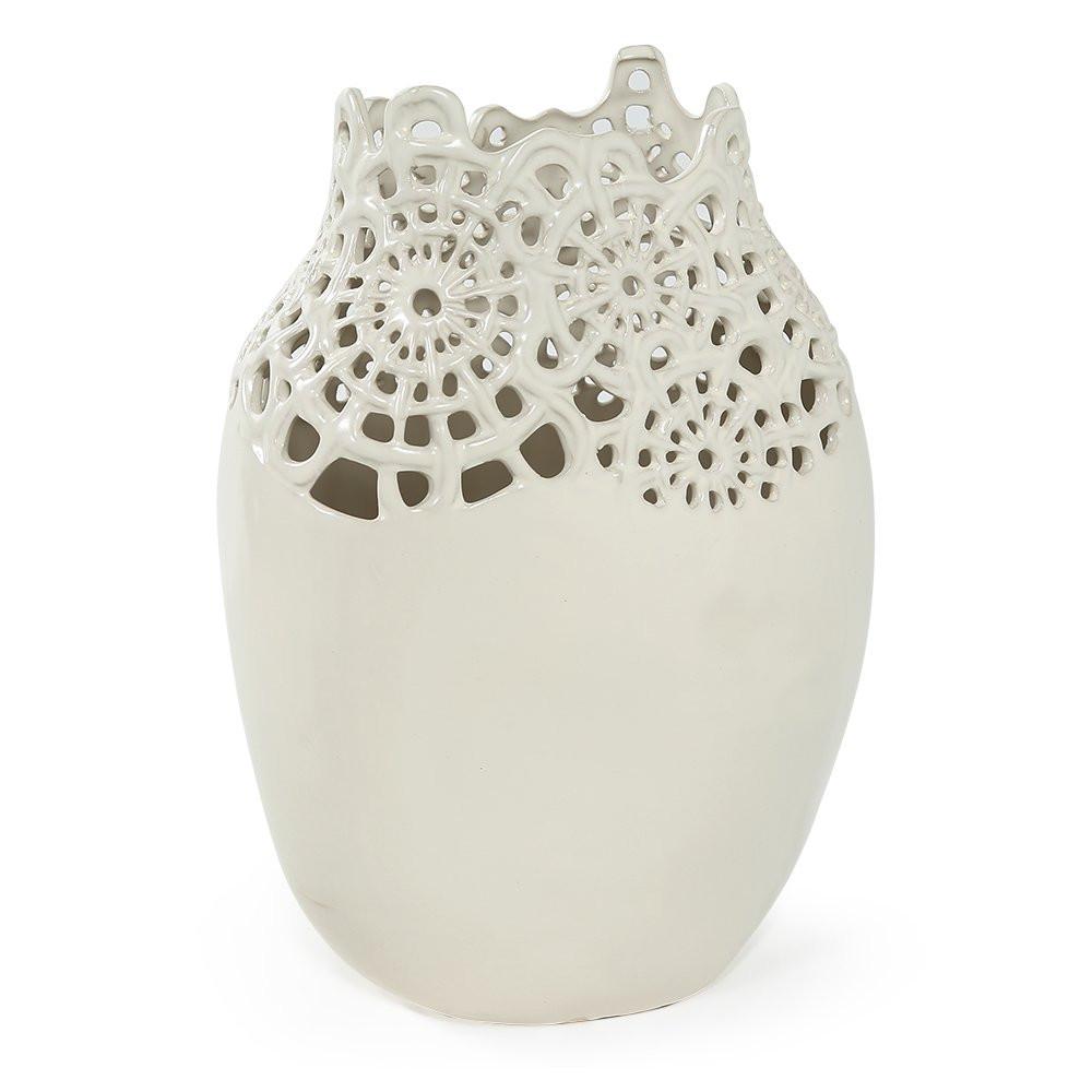 White Ceramic Doily Vase (A+D)