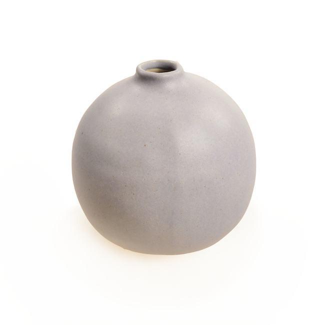 Grey Round Bulbous Ceramic Vase (A+D)