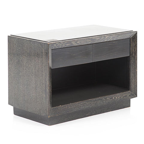 Grey Wood Wide Bedside Table