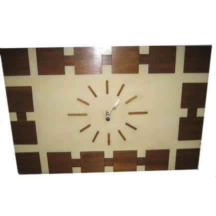 Wood Chrome Square Wall Clock