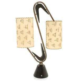 Vintage Black Boomerang 2 Shade Table Lamp