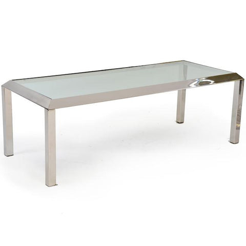 Glass & Chrome Coffee Table with Beveled Corners
