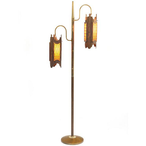 Rustic Double Hanging Pendant Floor Lamp