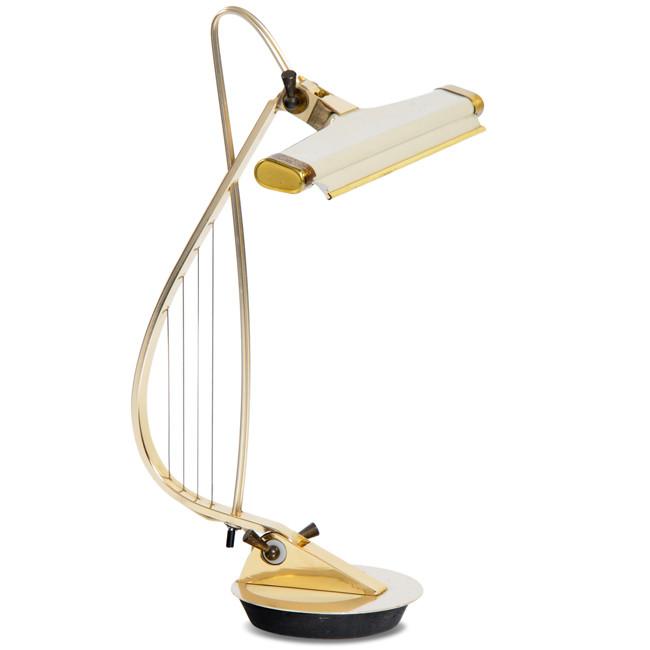 Gold and White Harp Table Lamp