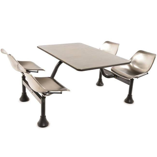 Silver Metal Cafeteria Seating Picnic Table