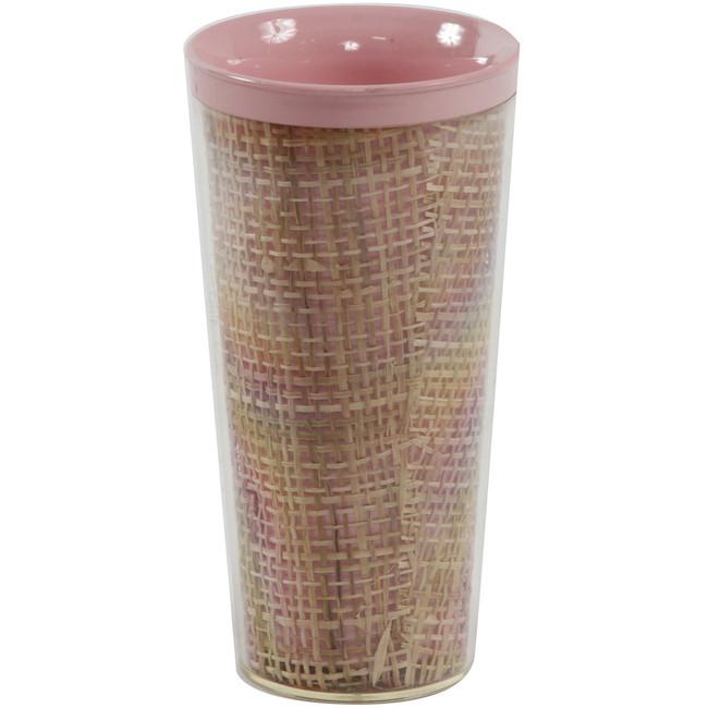 Plastic Pink + Burlap Tall Cup