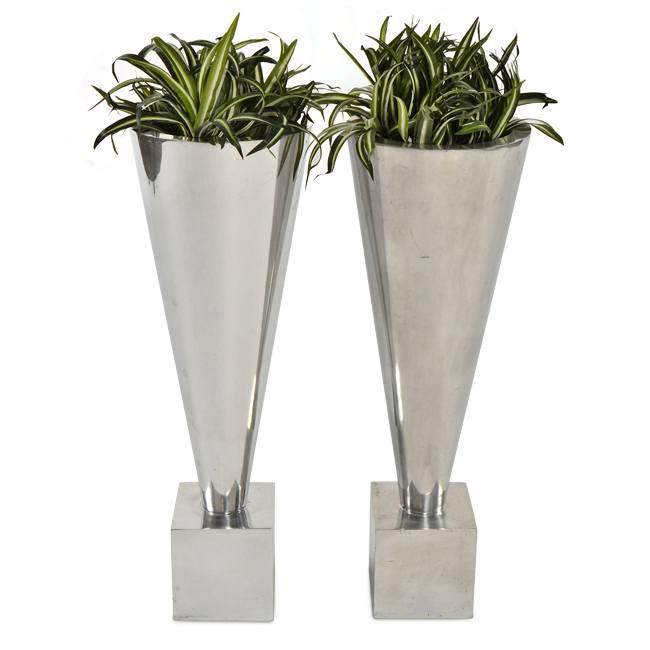 chrome plant pot Chrome Cone Planters - Set of 2