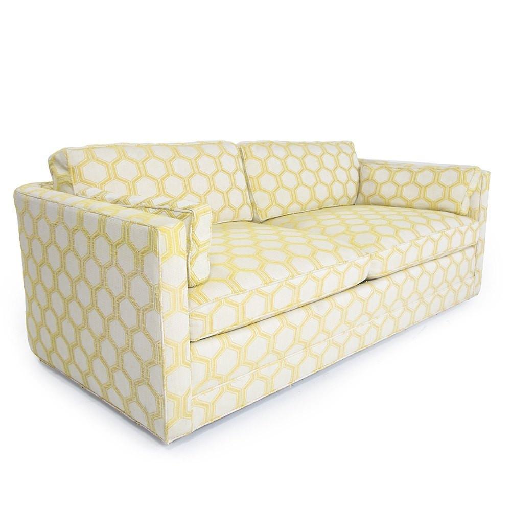 White and Yellow Bargello Print Sofa