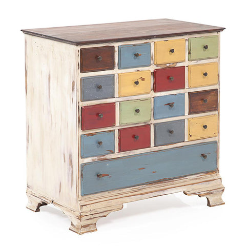 White Rustic Dresser with Colorful Drawers