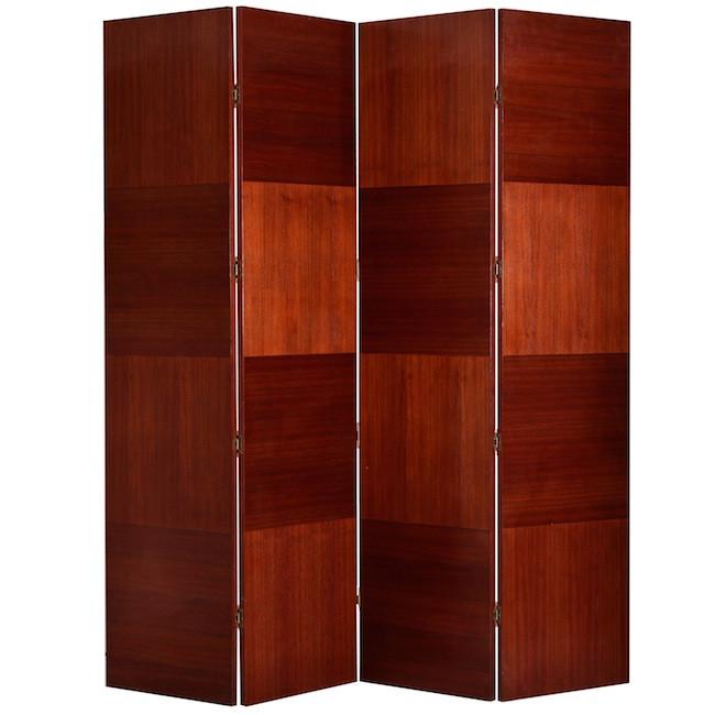 Large Cherry Wood Folding Divider Screen