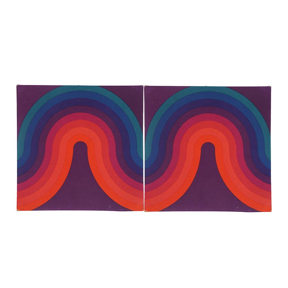 Red-Purple Rainbow Vintage Fabric Art
