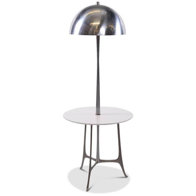 White & Chrome Lamp Side Table