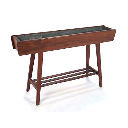teak window box planters Long Walnut Window Box Planter on Stand