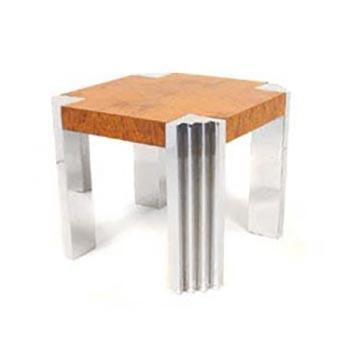 Wood and Chrome Stepped Leg Pace Side Table