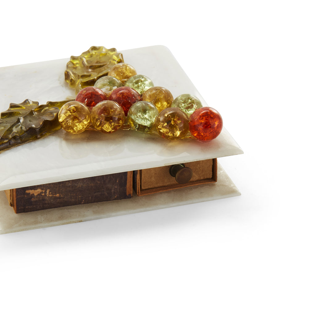 Small Jewelry Box with Glass Grapes