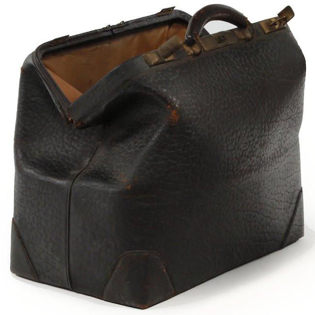 Vintage Doctor Bag Black Leather Doctors Bag Medical Bag 