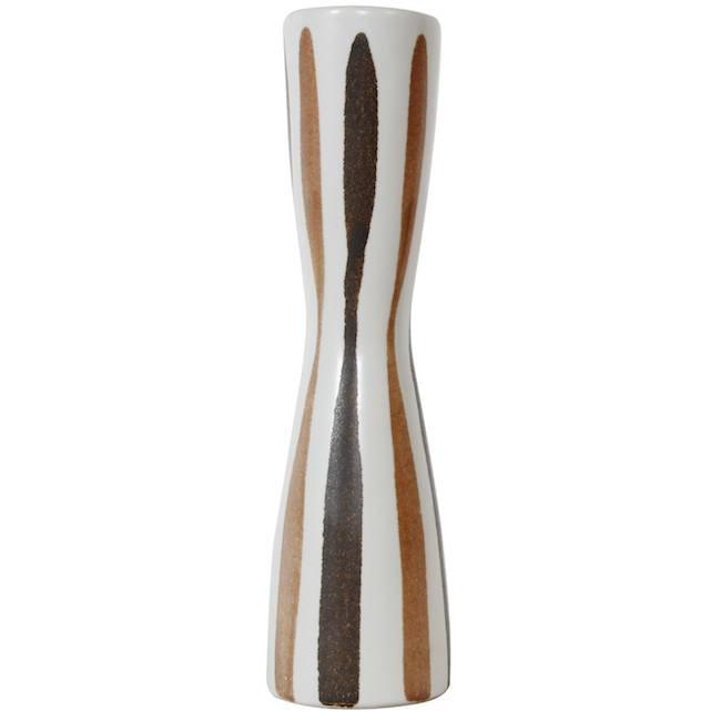 Brown White Striped Vase