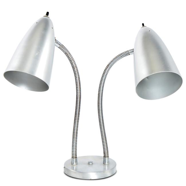 Silver Double Light Desk Lamp