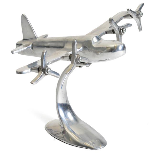 Chrome Propeller Airplane Sculpture