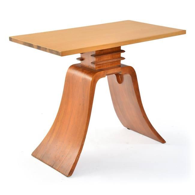 Wood Frankl Curved Base Side Table