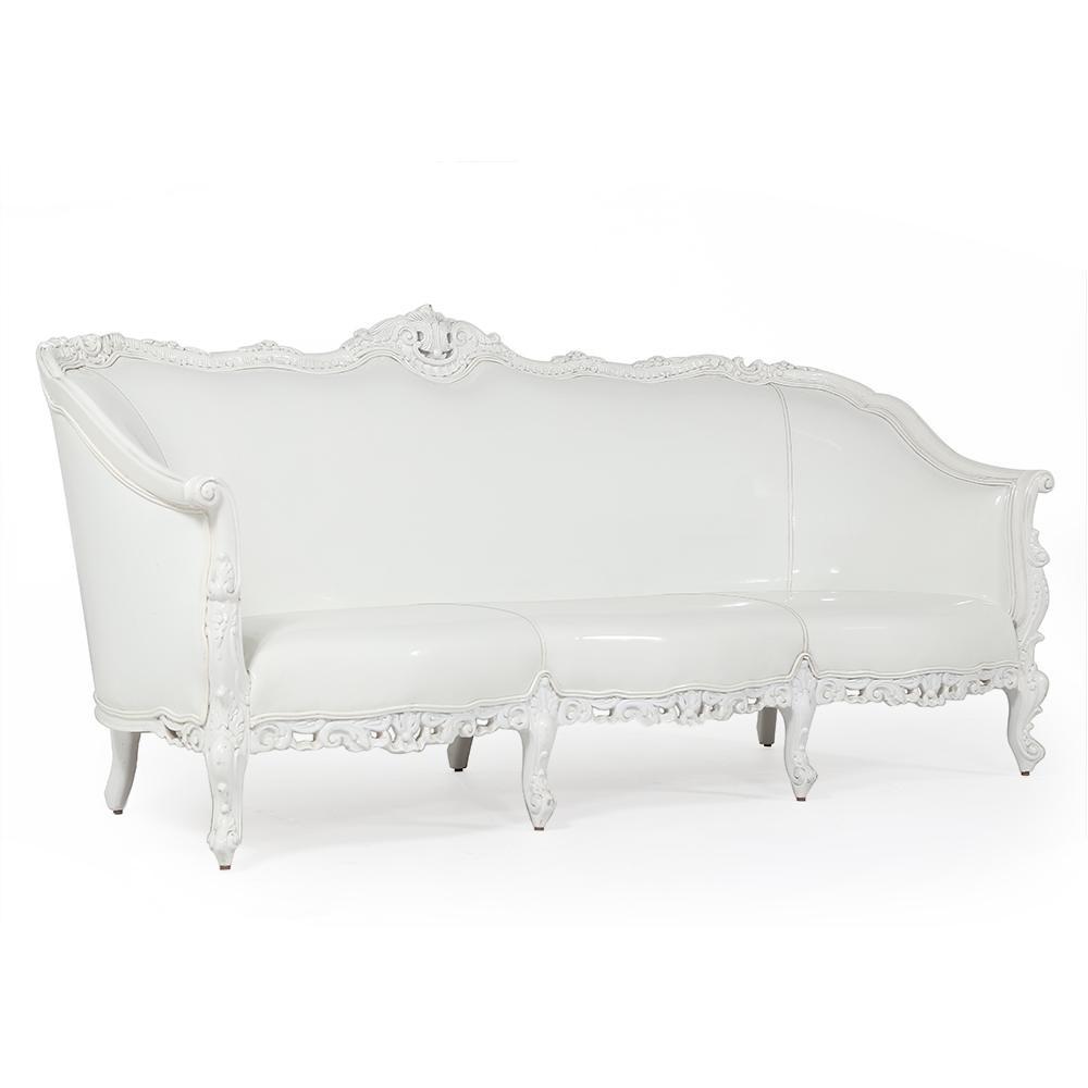 White Vinyl Victorian Sofa