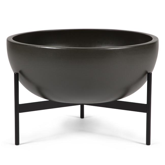 Black Case Study Bowl Planter with Metal Stand - Large