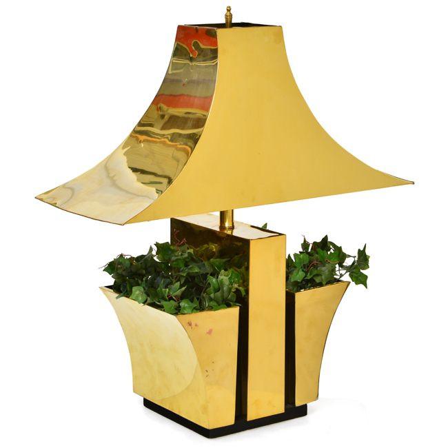 Large Brass Planter Table Lamp