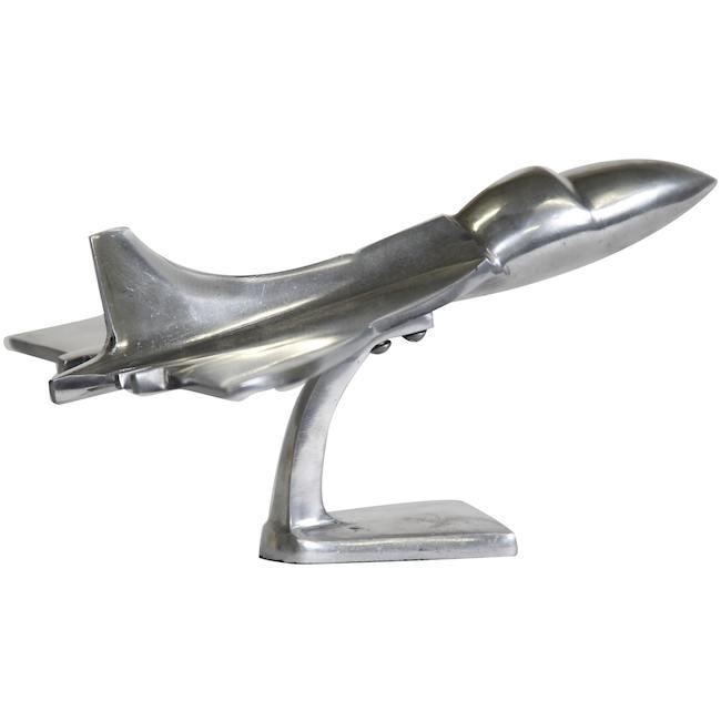 Silver Metal Airplane Sculpture