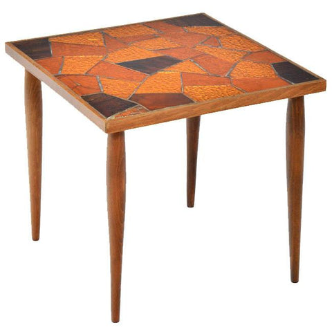 Orange & Wood John Martino Coppertone Side Table