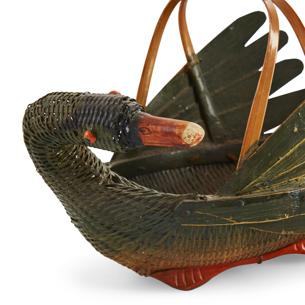 Green Wicker Duck Basket