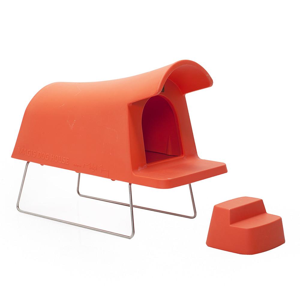 Orange Plastic Dog House + Matching Steps