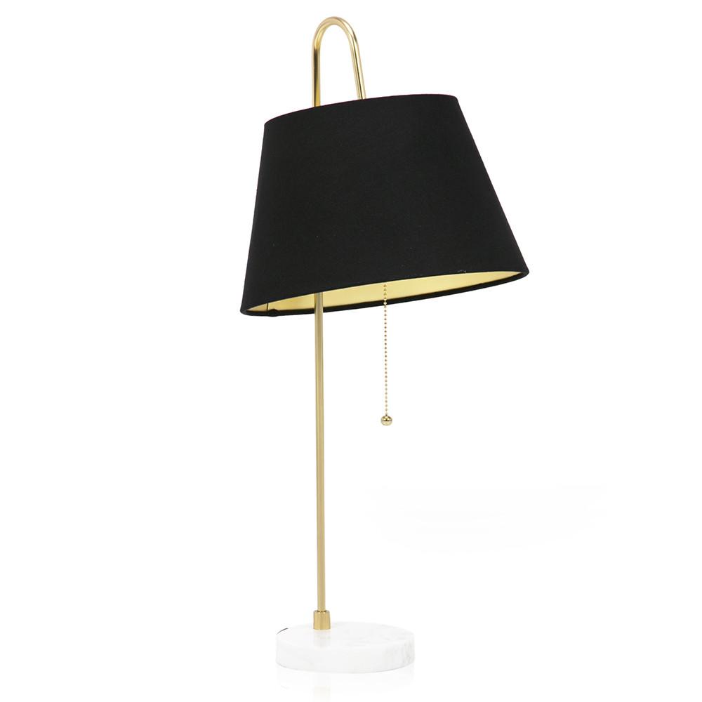 Modern Brass Pole Floor Lamp with Black + Gold Shade