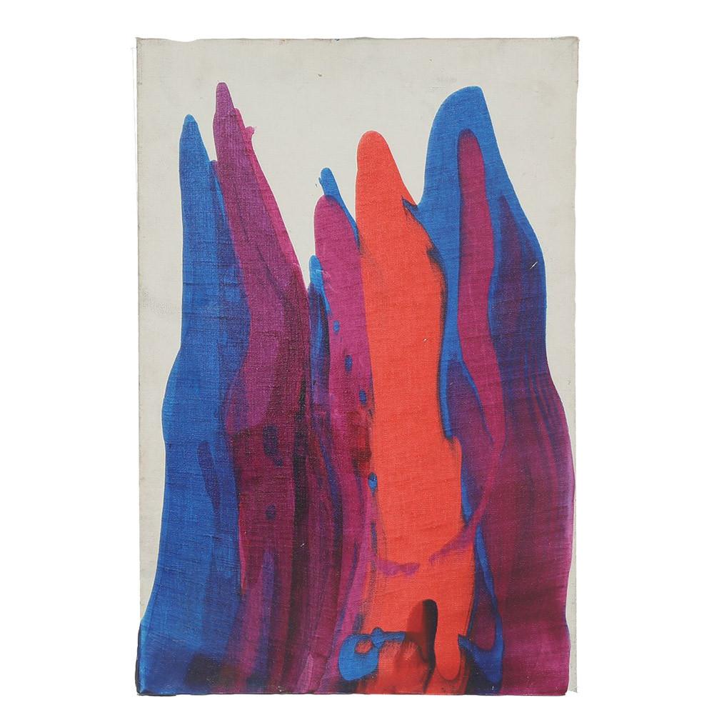 Blue-Red Paint Drip Mountains Canvas Art