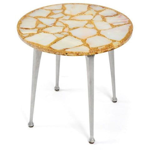 Resin Gold and White Stone Top Table