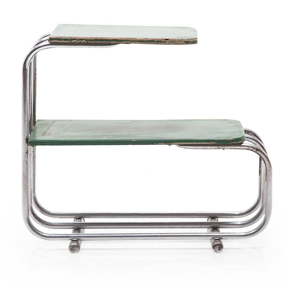 Green & Silver Two Tiered Deco Side Table