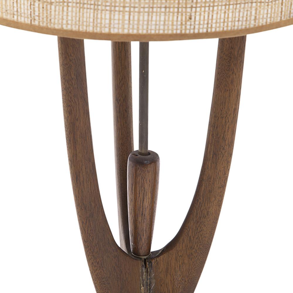 Wood Three Pronged Mid Century Table Lamp