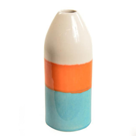 Orange and Blue Ceramic Harbor Buoy Large Vase (A+D)