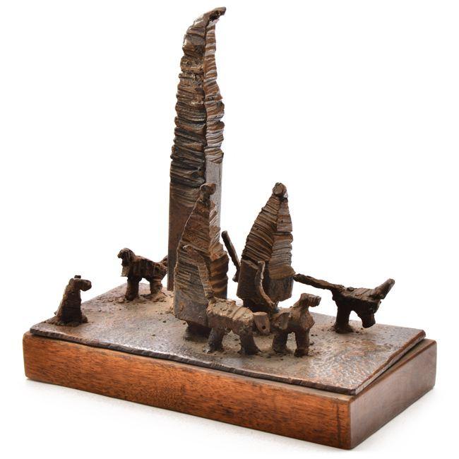 Bronze Animals and Trees Sculpture