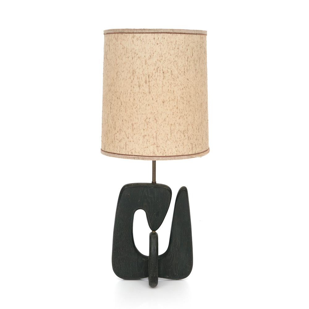 Black Wood Abstract Base Table Lamp